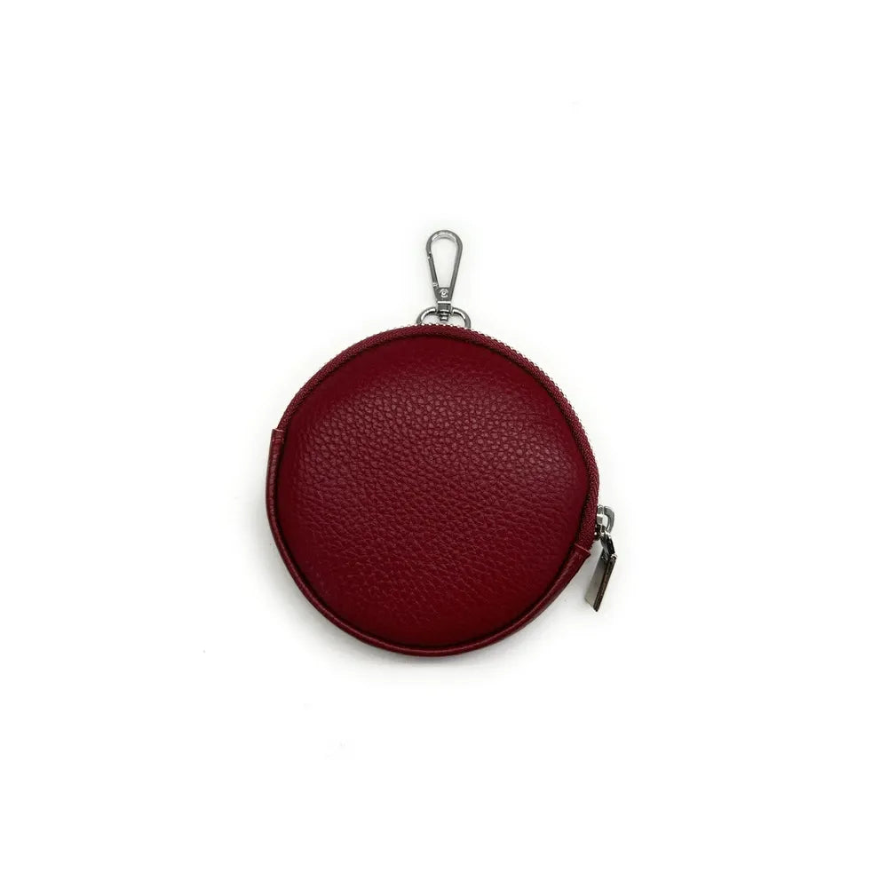 Porte monnaie en cuir grainé italien NEMO Rouge foncé