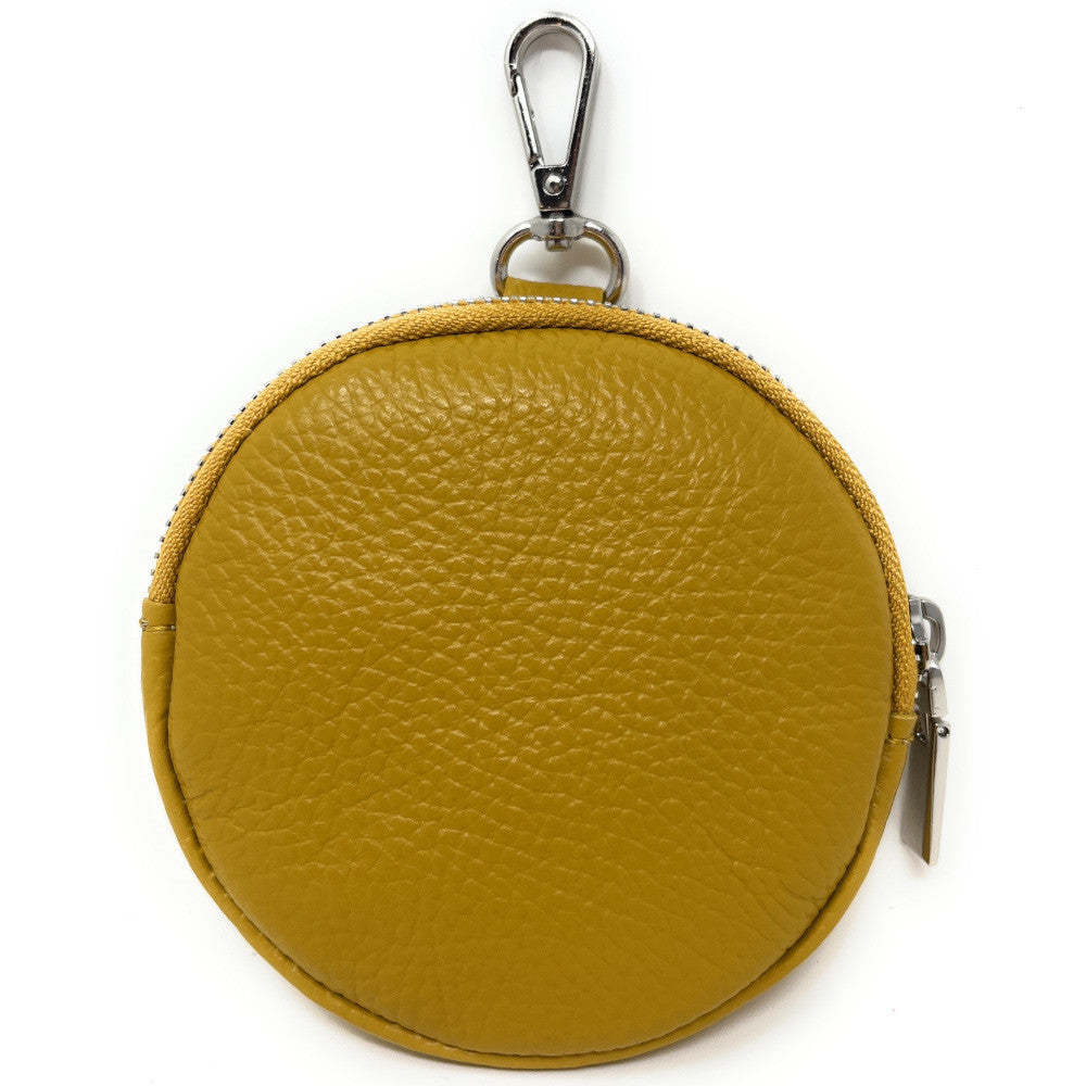 Porte monnaie en cuir grainé italien NEMO Jaune Moutarde