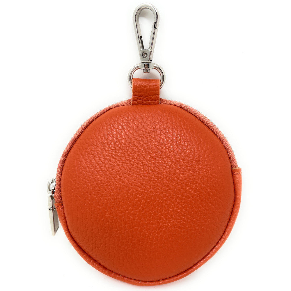 Porte monnaie en cuir grainé italien NEMO Orange