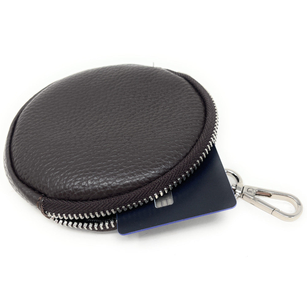 Porte monnaie en cuir grainé italien NEMO Chocolat