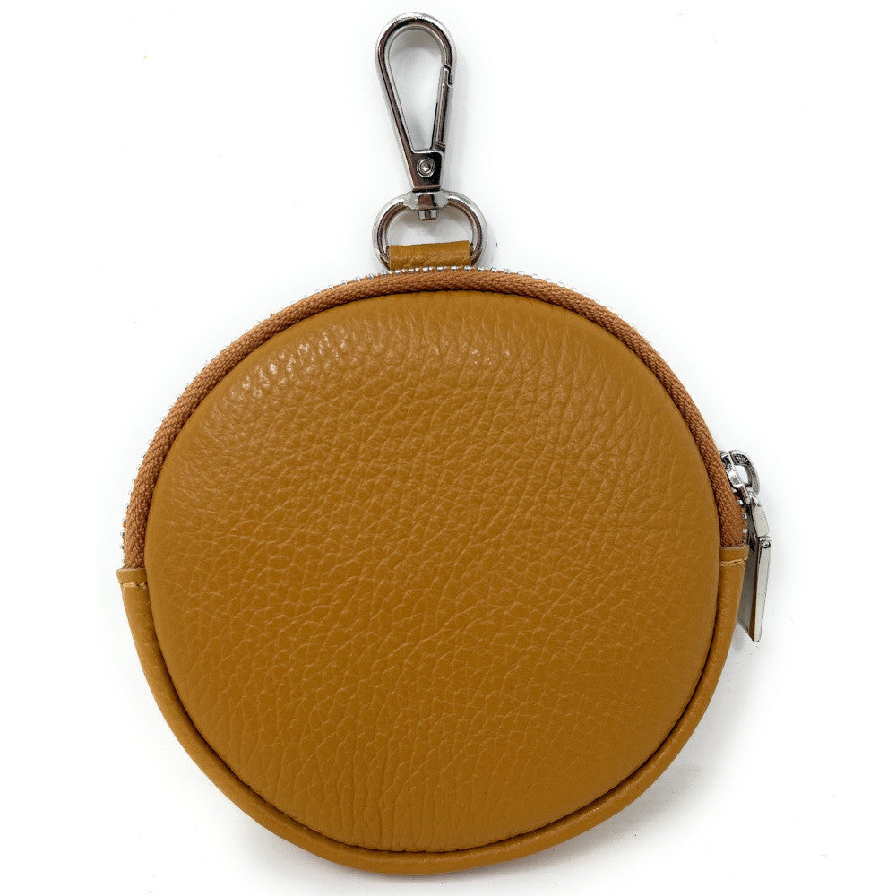 Porte monnaie en cuir grainé italien NEMO Camel