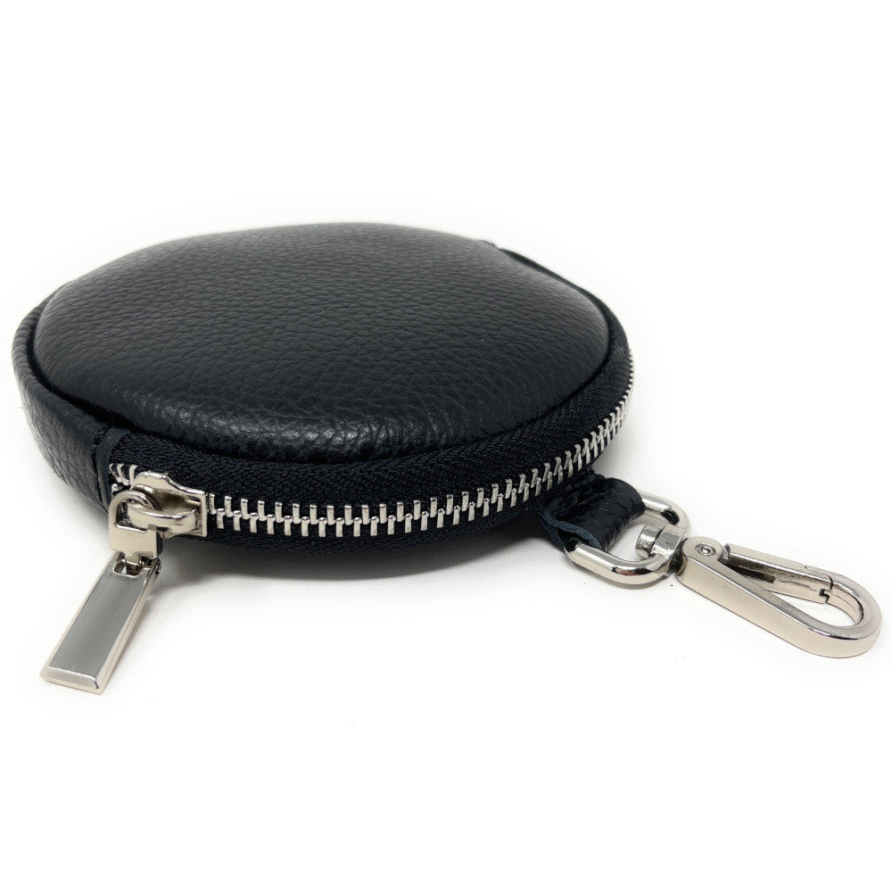 Porte monnaie en cuir grainé italien NEMO Noir