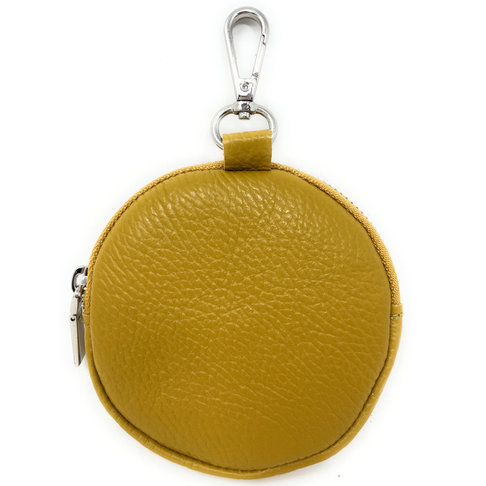 Porte monnaie en cuir grainé italien NEMO Jaune Moutarde