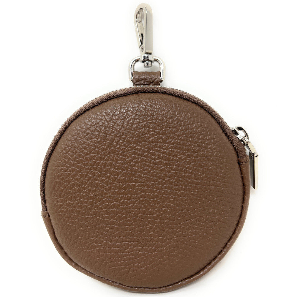 Porte monnaie en cuir grainé italien NEMO Taupe foncé