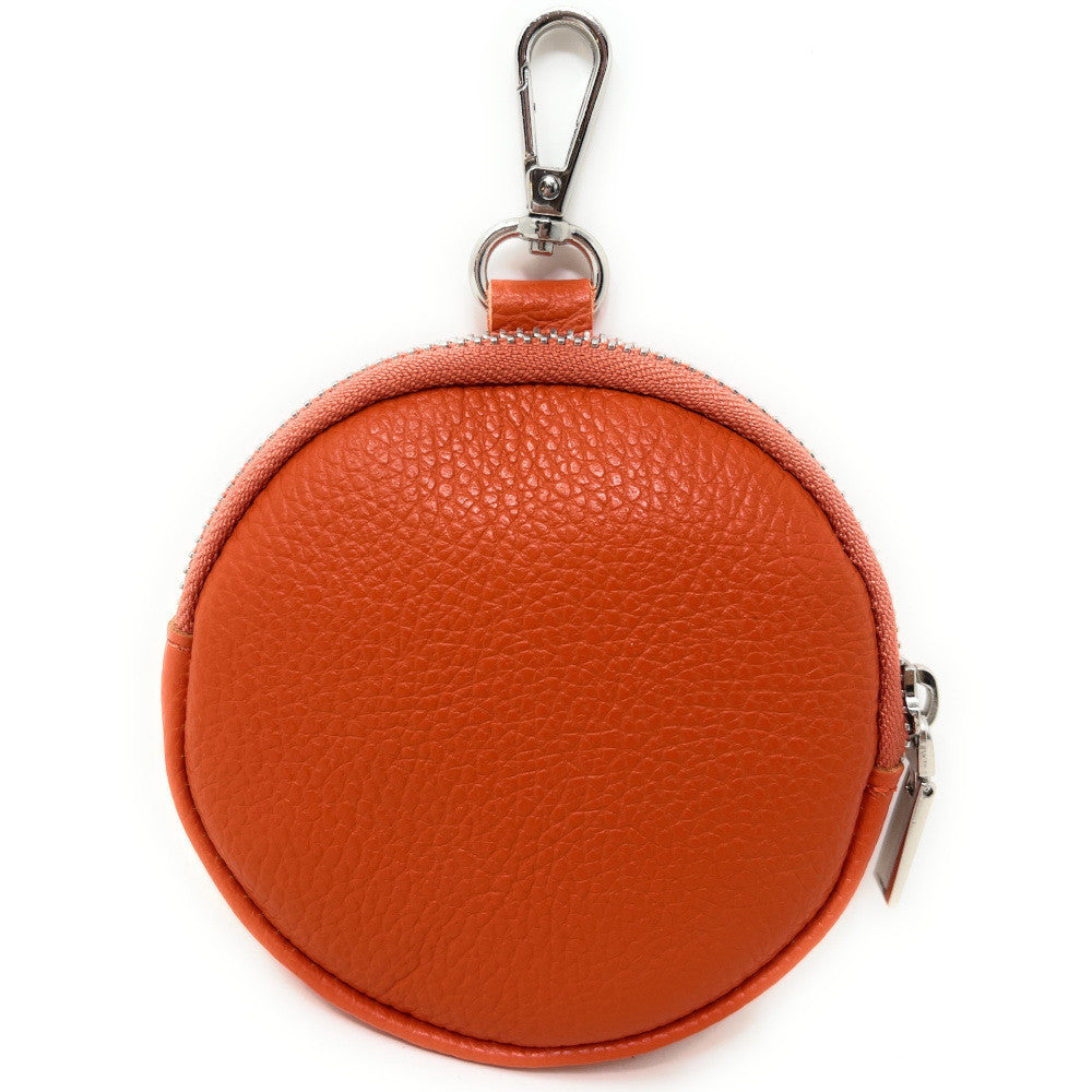 Porte monnaie en cuir grainé italien NEMO Orange