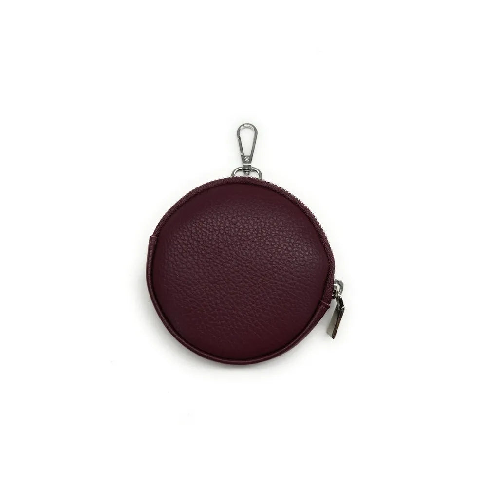 Porte monnaie en cuir grainé italien NEMO Rouge bordeaux