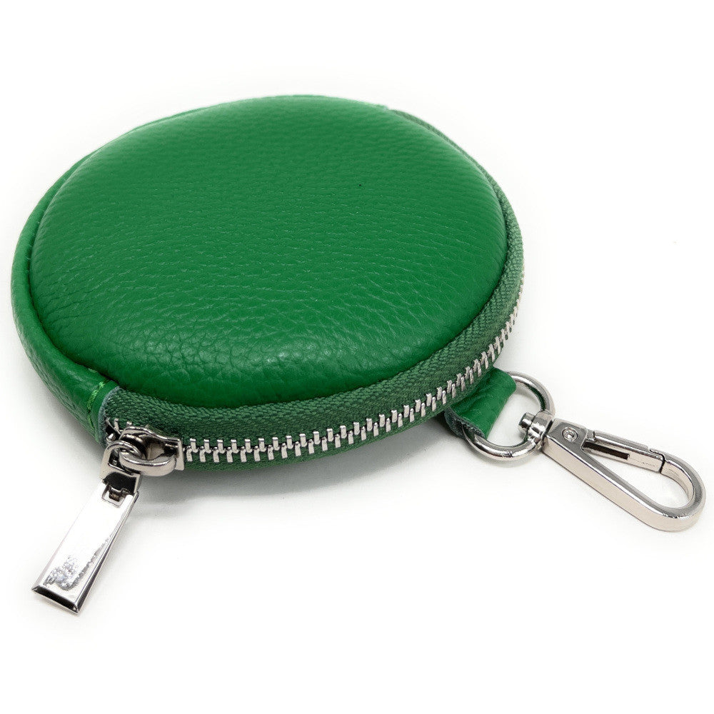 Porte monnaie en cuir grainé italien NEMO Vert intense