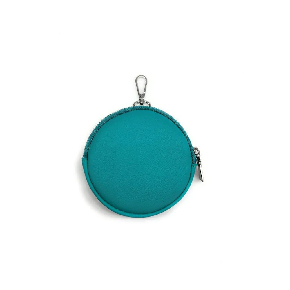 Porte monnaie en cuir grainé italien NEMO Bleu turquoise