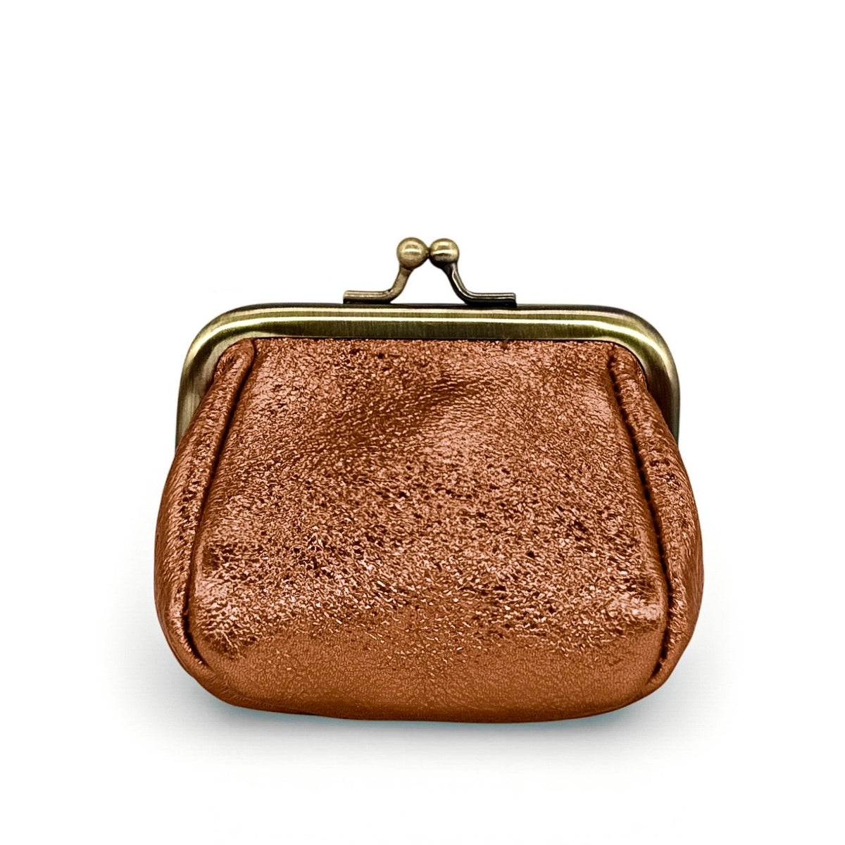 Clutch monedero en piel tornasolada REINETTE marrón bronce