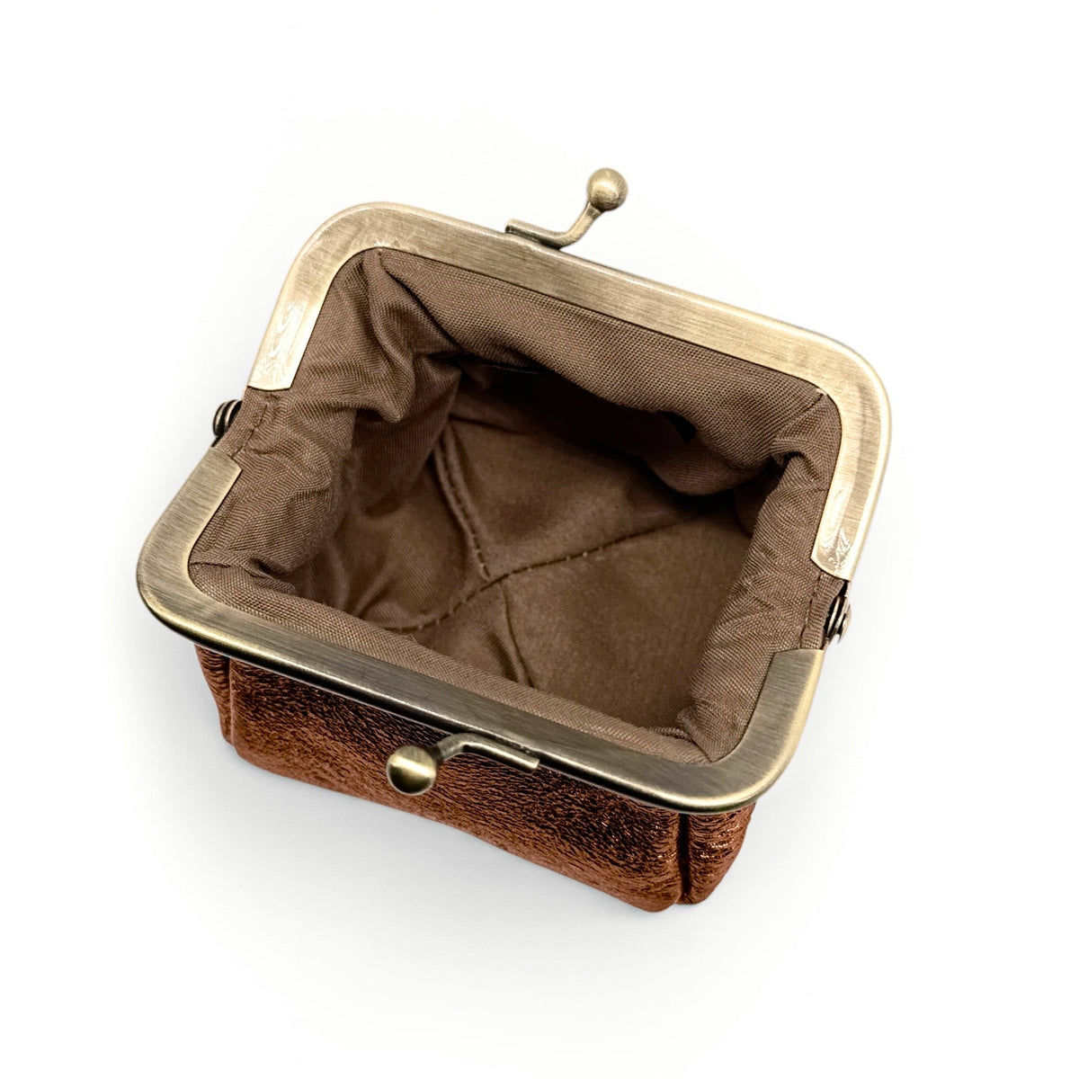 Clutch monedero en piel tornasolada REINETTE marrón bronce