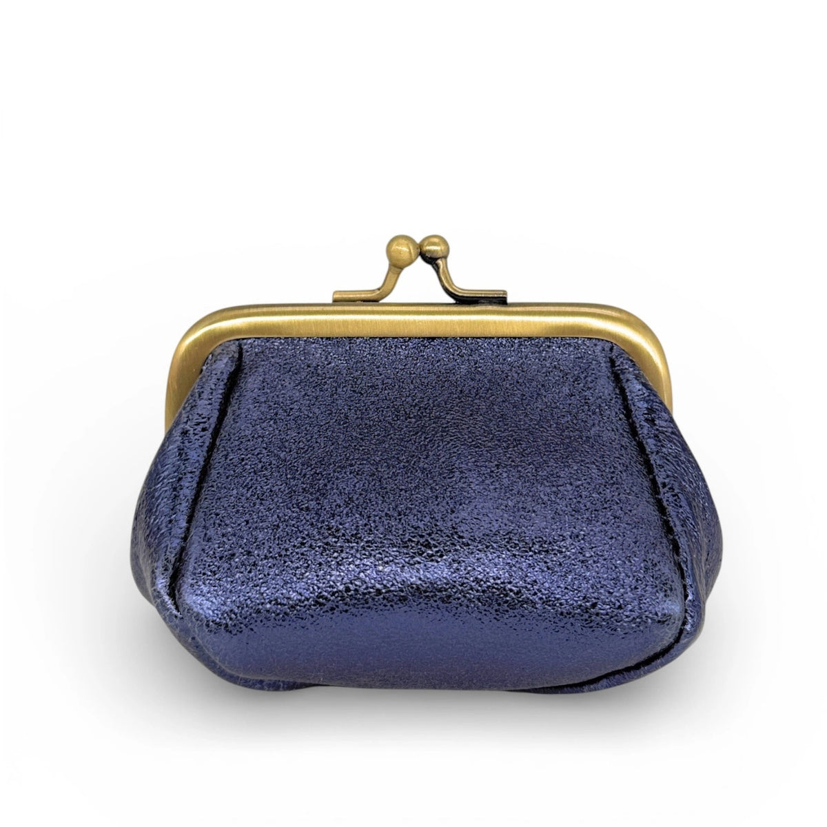 Clutch monedero en piel tornasolada REINETTE azul noche estrellada