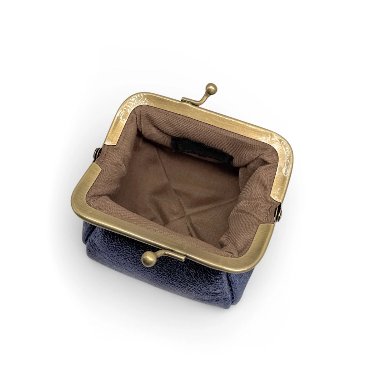 Clutch monedero en piel tornasolada REINETTE azul noche estrellada