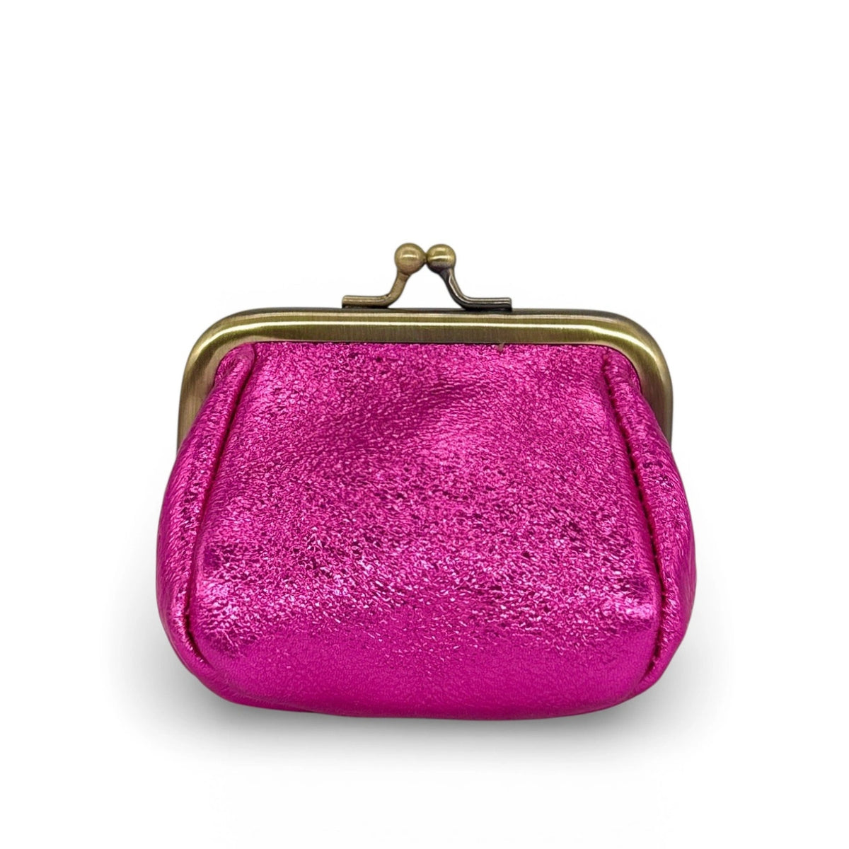 Clutch monedero en piel tornasolada REINETTE rosa fucsia