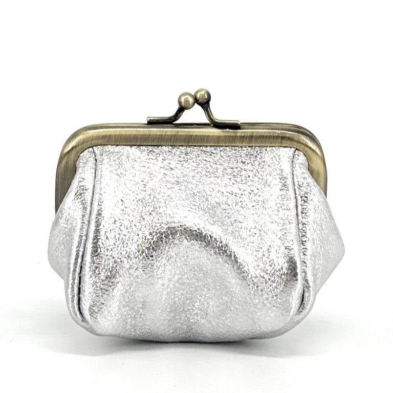Pochette porte-monnaie en cuir irisé REINETTE Argent clair