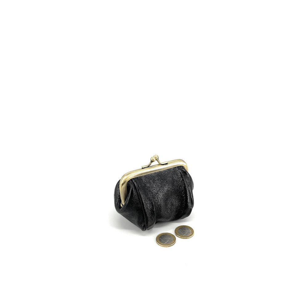 Pochette porte-monnaie en cuir irisé REINETTE Noir irisé