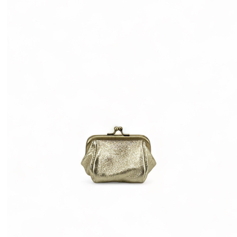 Pochette porte-monnaie en cuir irisé REINETTE Or pâle