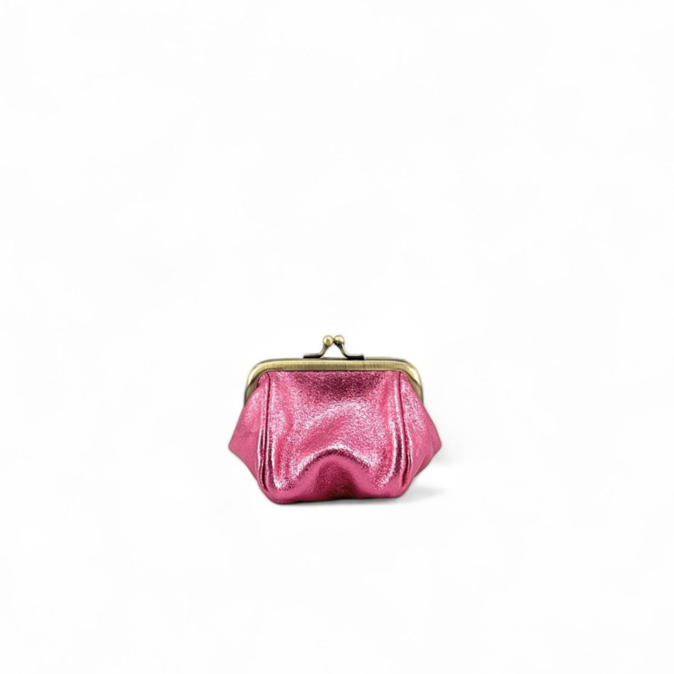 Pochette porte-monnaie en cuir irisé REINETTE Rose néon