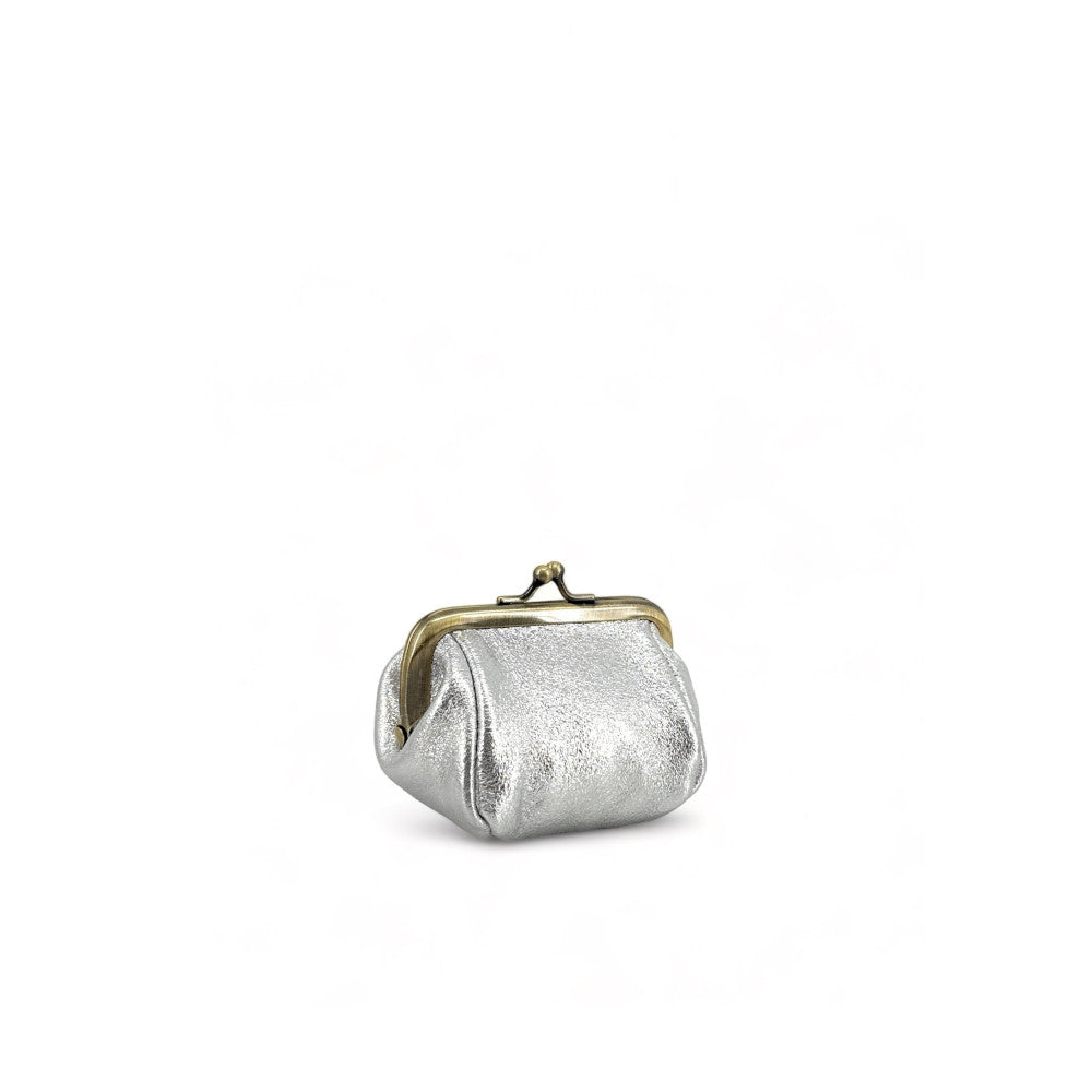 Pochette porte-monnaie en cuir irisé REINETTE Argent clair
