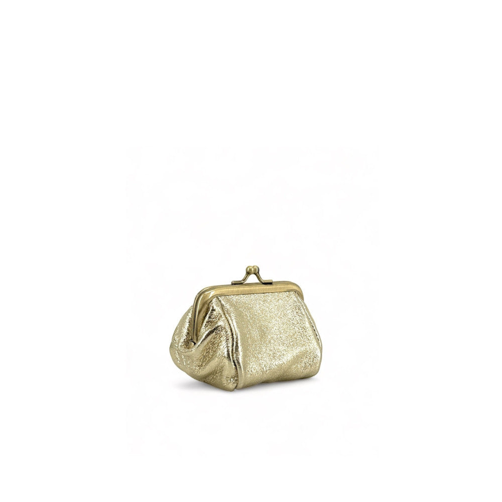 Pochette porte-monnaie en cuir irisé REINETTE Or pâle