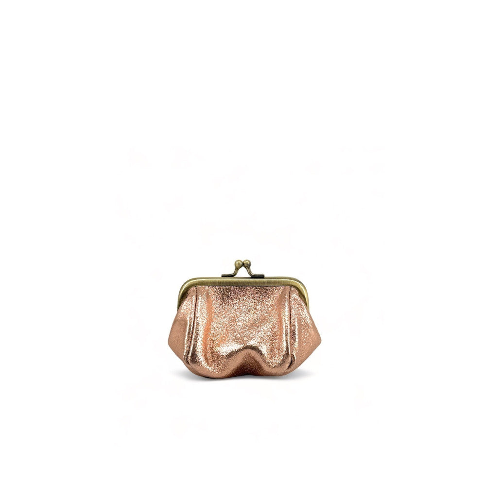 Pochette porte-monnaie en cuir irisé REINETTE Rose gold