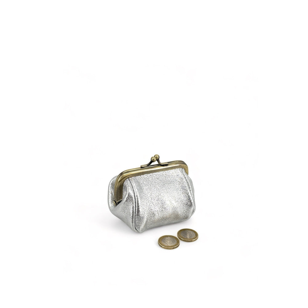 Pochette porte-monnaie en cuir irisé REINETTE Argent clair
