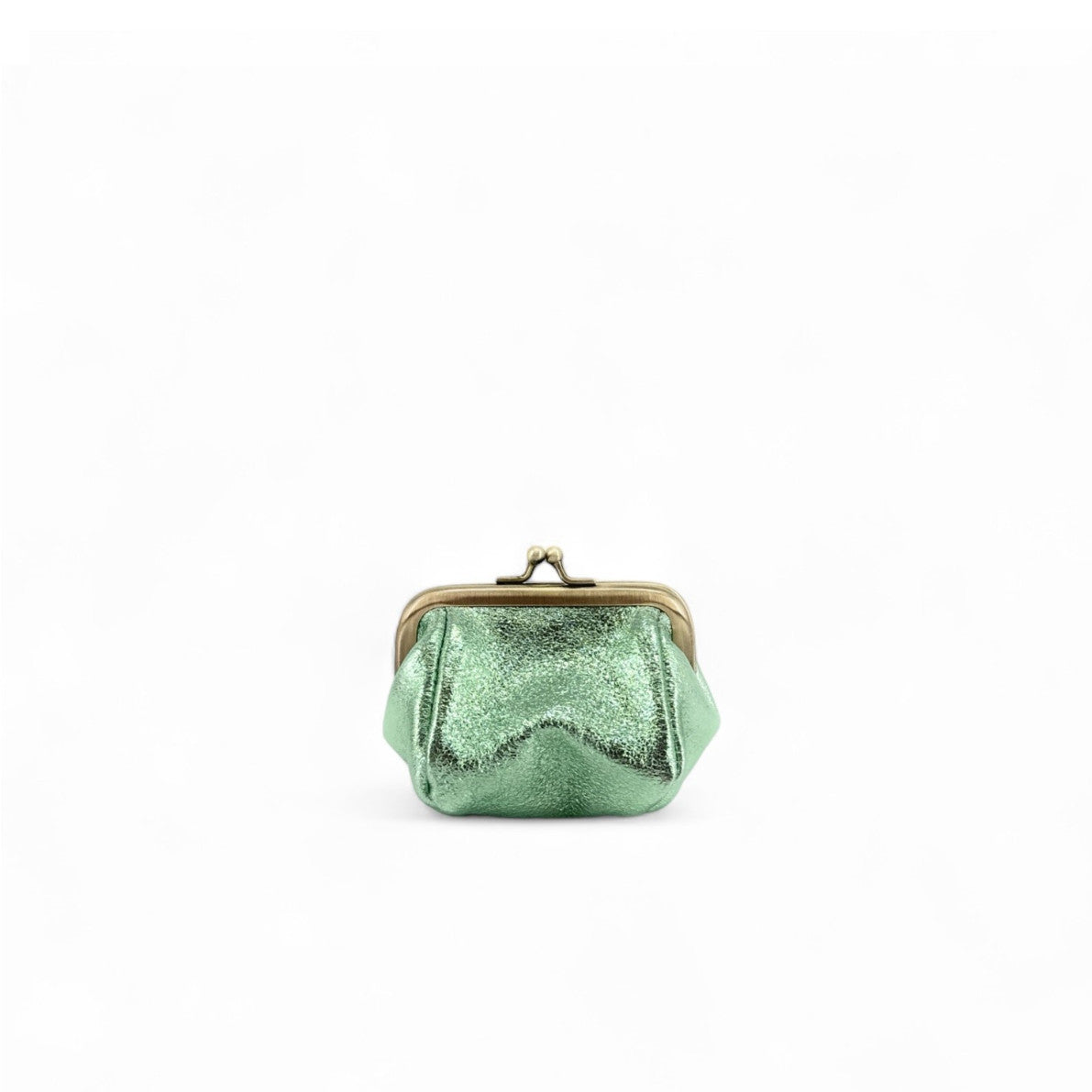 Pochette porte-monnaie en cuir irisé REINETTE Menthe givrée