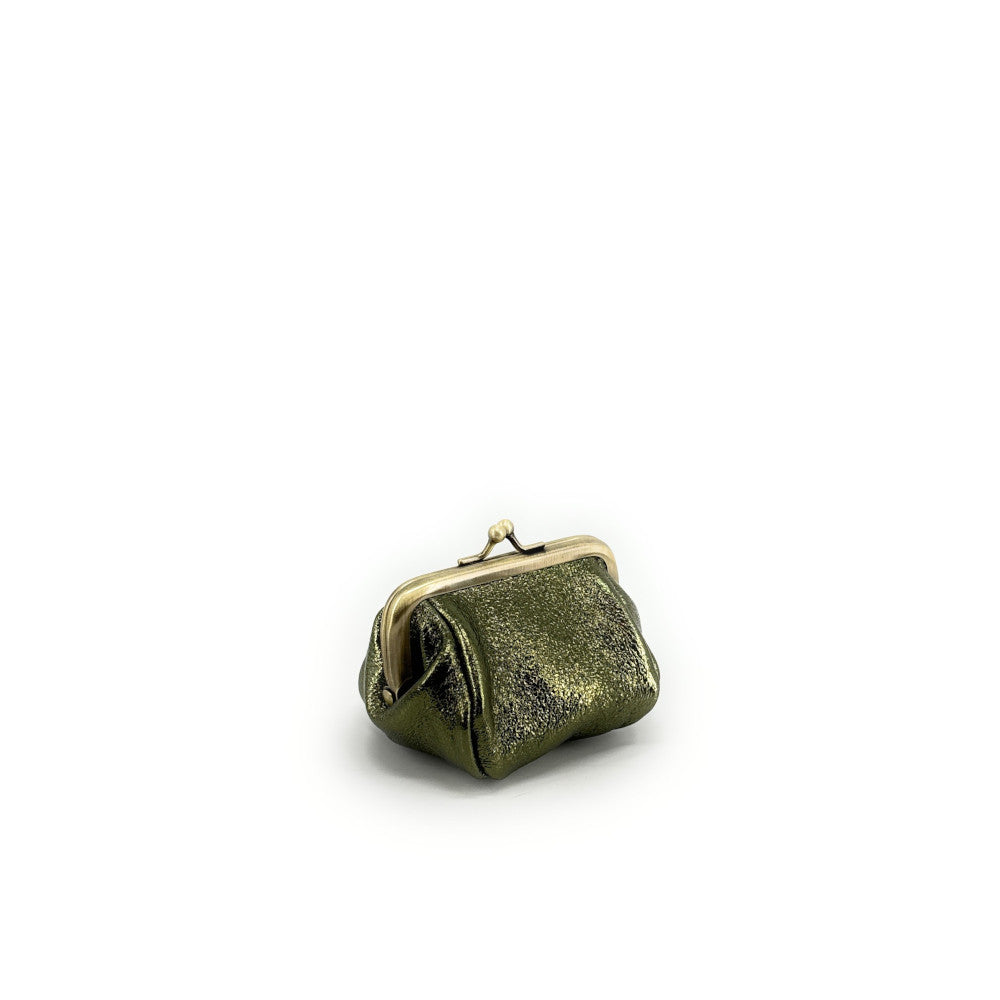 Pochette porte-monnaie en cuir irisé REINETTE Kaki irisé