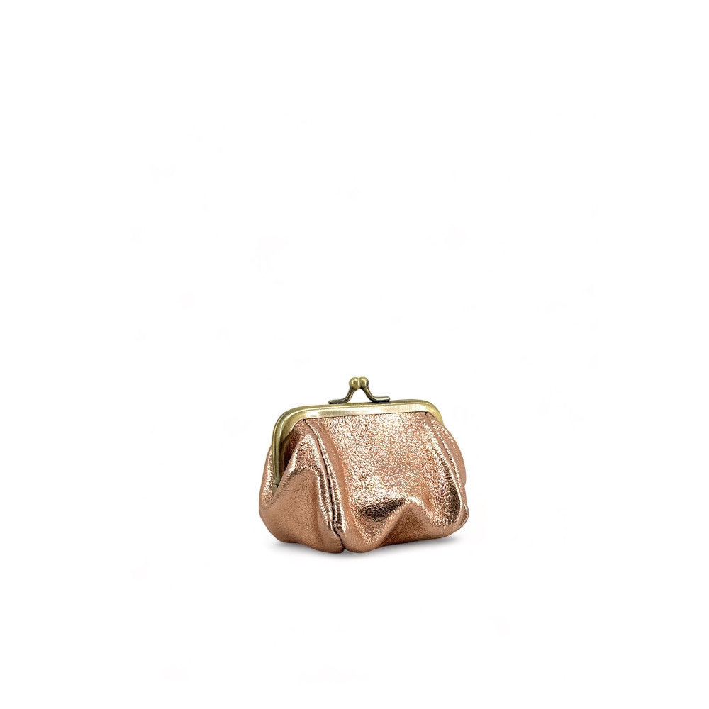Pochette porte-monnaie en cuir irisé REINETTE Rose gold