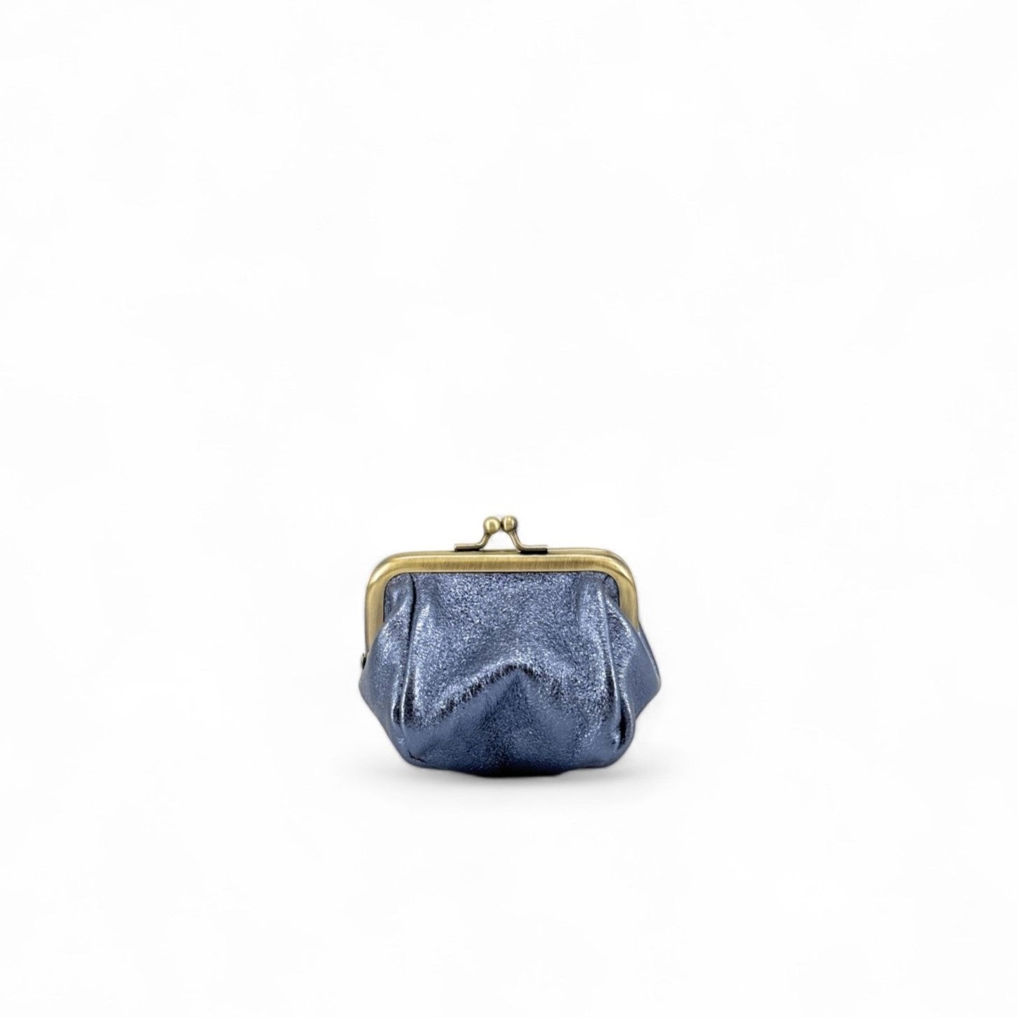 Pochette porte-monnaie en cuir irisé REINETTE Bleu céleste
