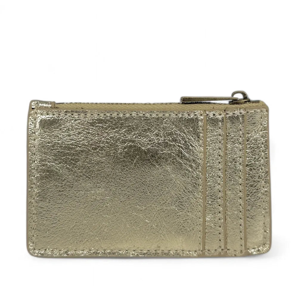Porte-monnaie porte-cartes en cuir irisé EKKO Or pâle