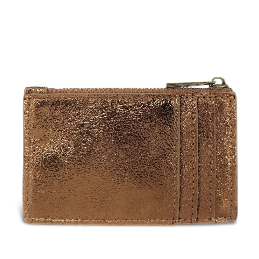 Porte-monnaie porte-cartes en cuir irisé EKKO Bronze