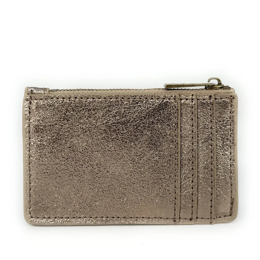 Porte-monnaie porte-cartes en cuir irisé EKKO Champagne irisé