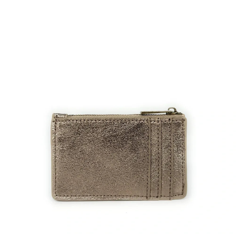 Porte-monnaie porte-cartes en cuir irisé EKKO Champagne irisé