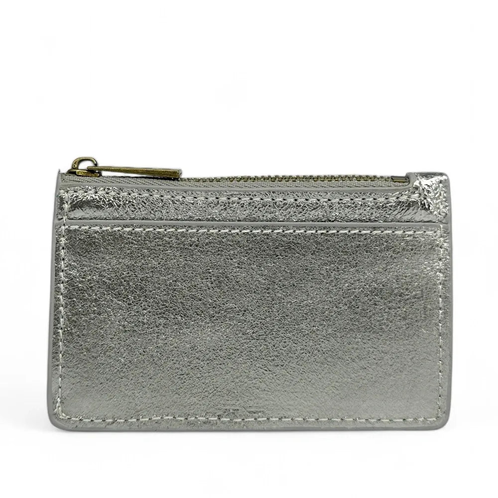 Porte-monnaie porte-cartes en cuir irisé EKKO Argent moyen