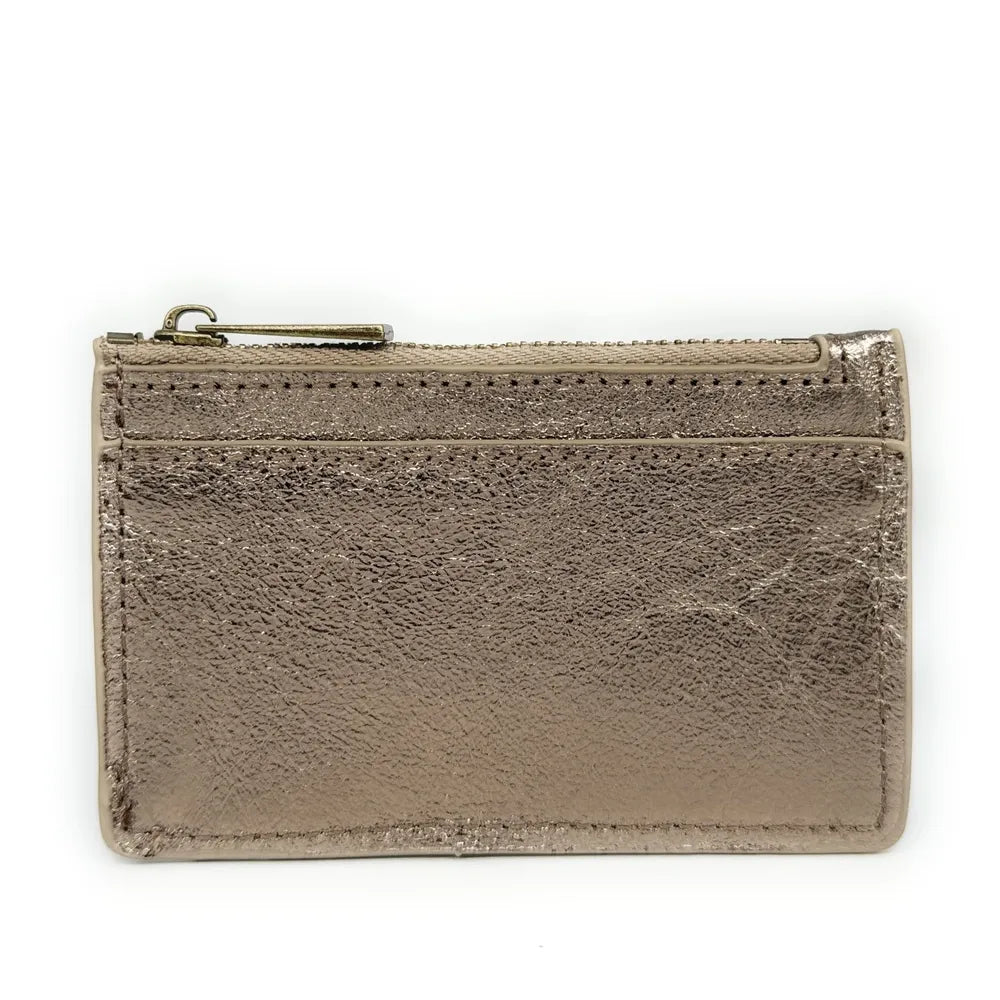 Porte-monnaie porte-cartes en cuir irisé EKKO Champagne irisé