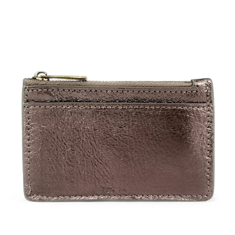 Porte-monnaie porte-cartes en cuir irisé EKKO Chocolat irisé