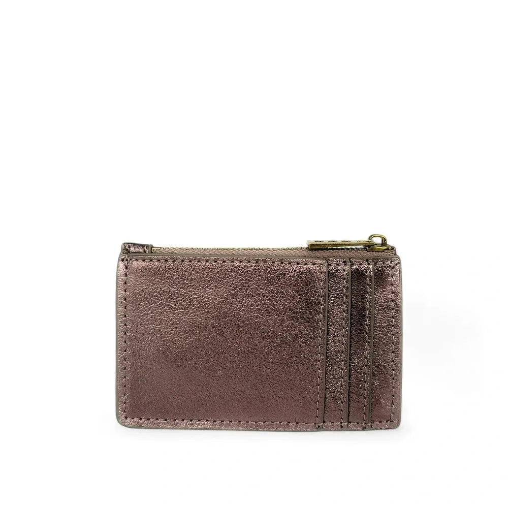 Porte-monnaie porte-cartes en cuir irisé EKKO Chocolat irisé