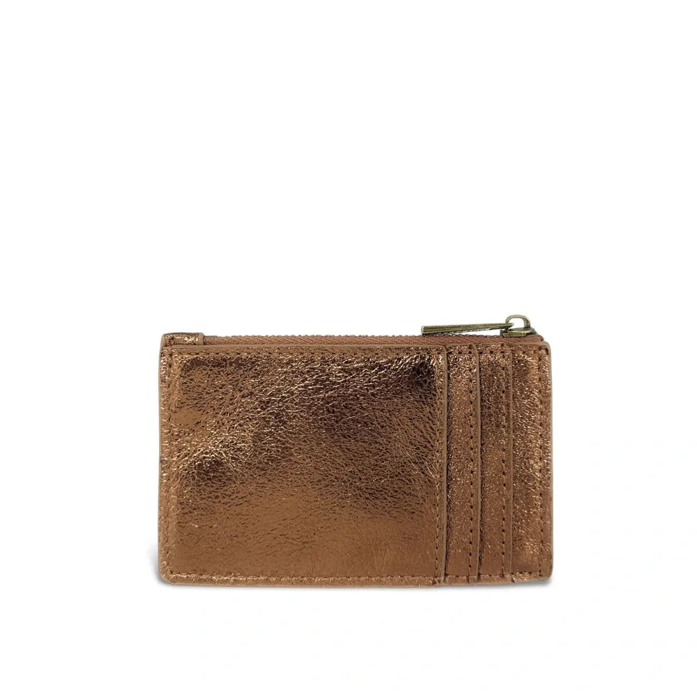 Porte-monnaie porte-cartes en cuir irisé EKKO Bronze