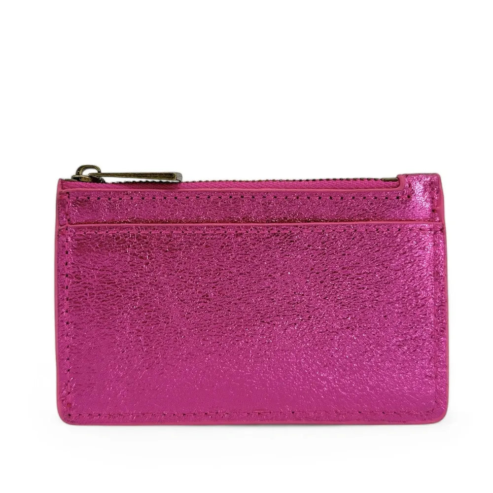 Porte-monnaie porte-cartes en cuir irisé EKKO Fuchsia irisé