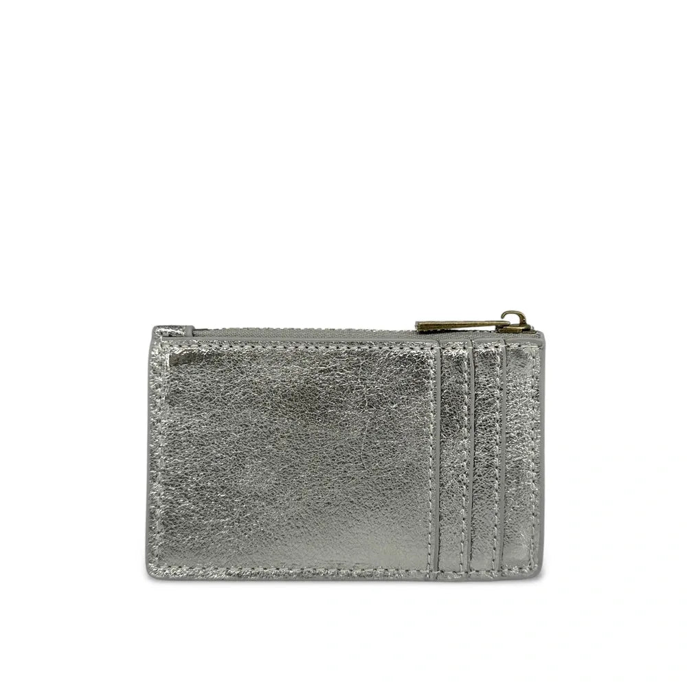 Porte-monnaie porte-cartes en cuir irisé EKKO Argent moyen