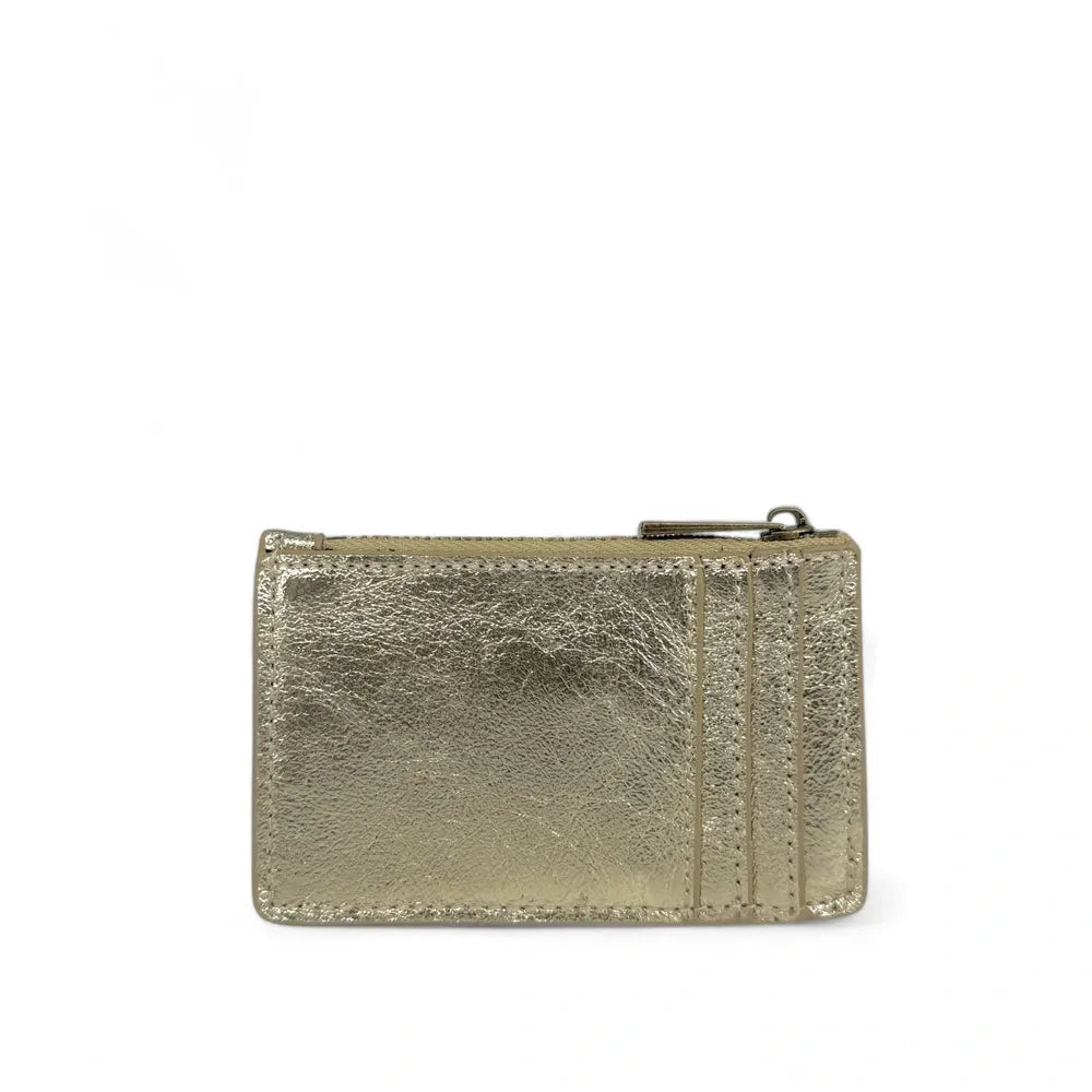 Porte-monnaie porte-cartes en cuir irisé EKKO Or pâle