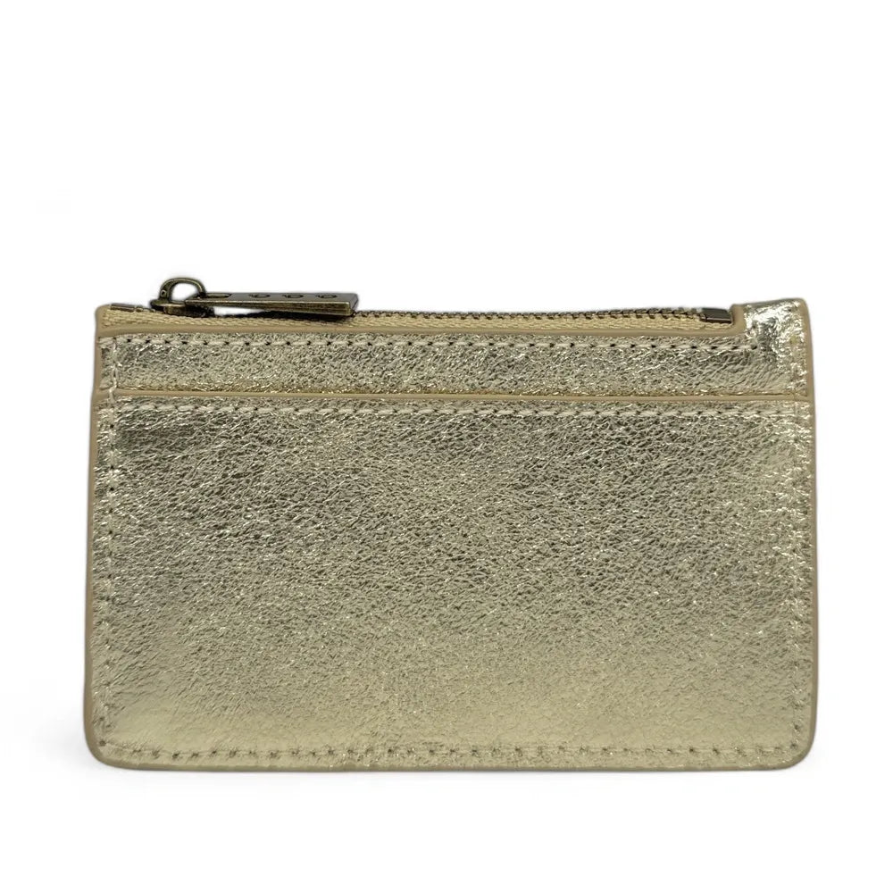 Porte-monnaie porte-cartes en cuir irisé EKKO Or pâle