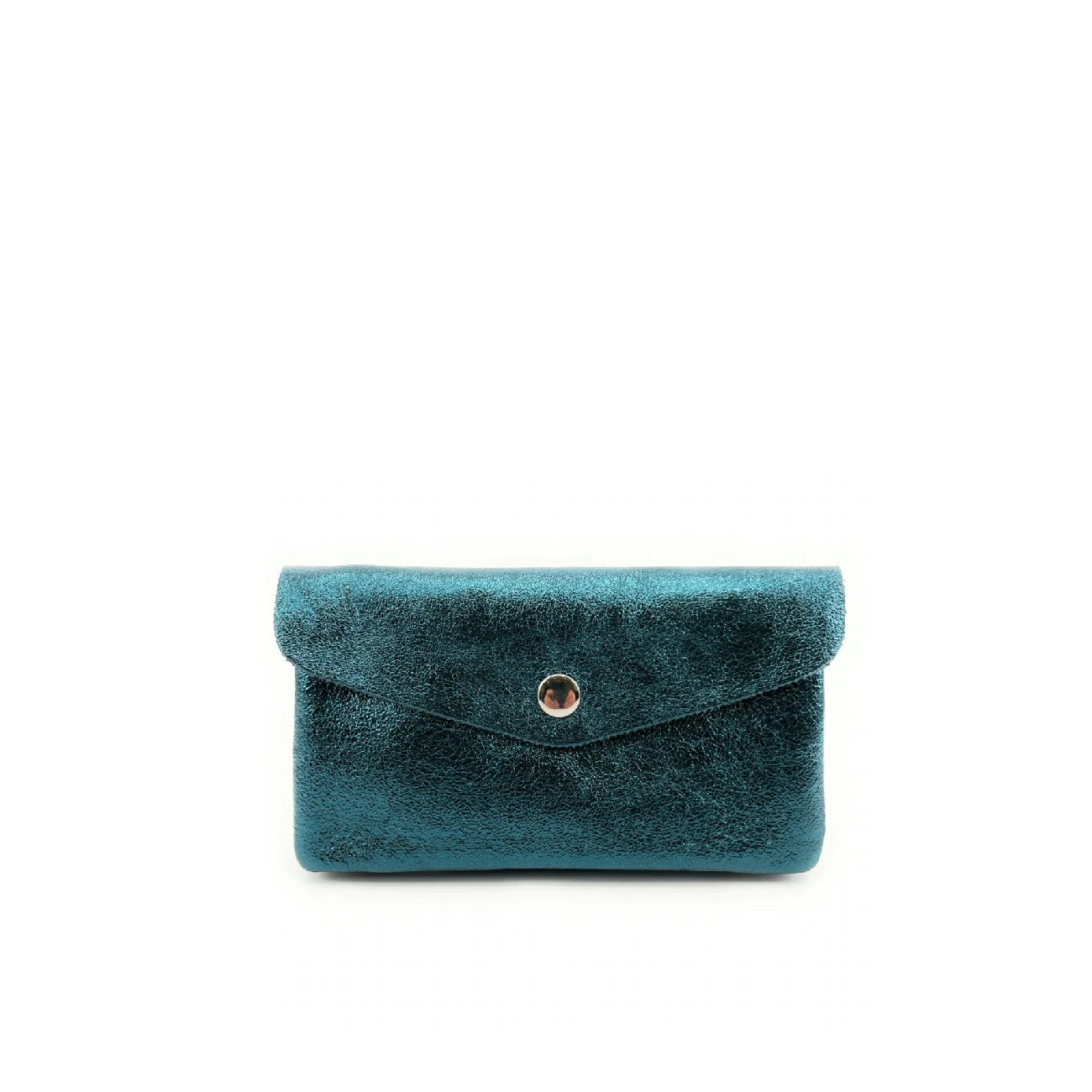 Pochette porte-monnaie en cuir irisé COMPO Bleu vert canard
