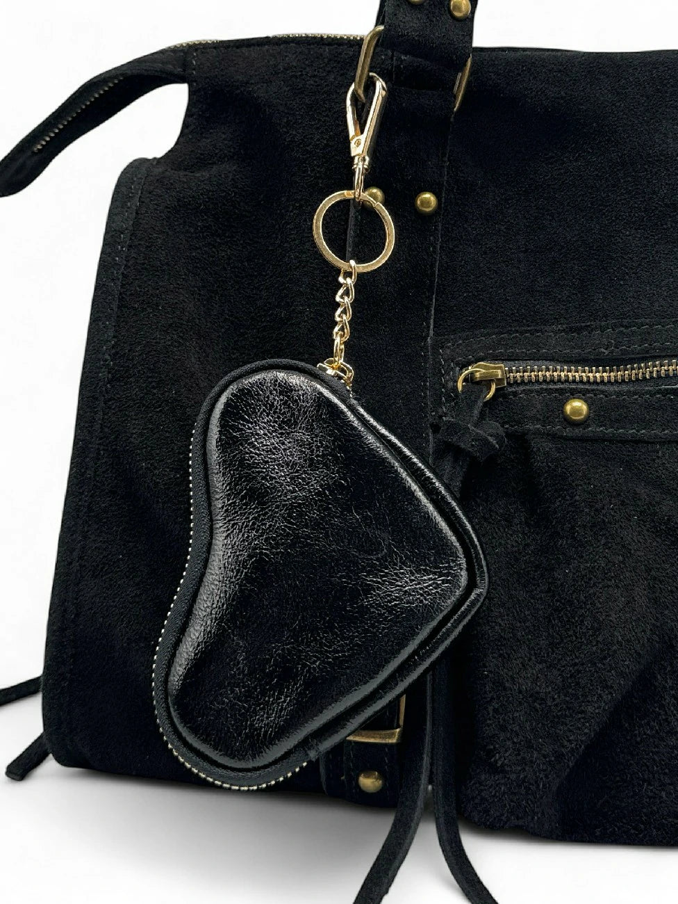 Schlüsselanhänger-Geldbörse aus schillerndem Leder SWEETIE Schwarz