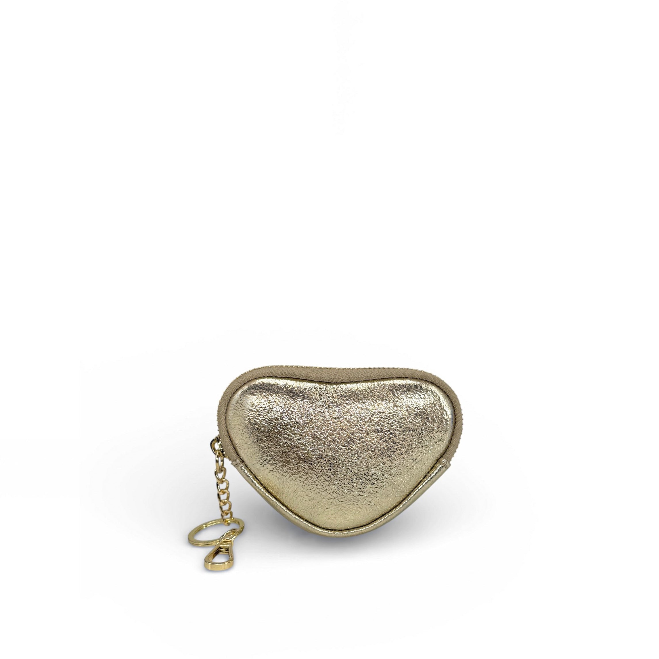 Porte-monnaie porte-clés en cuir irisé SWEETIE Or pâle