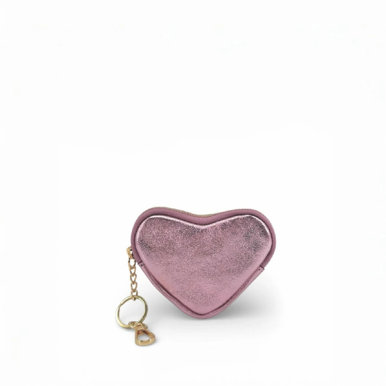 Porte-monnaie porte-clés en cuir irisé SWEETIE Rose pâle