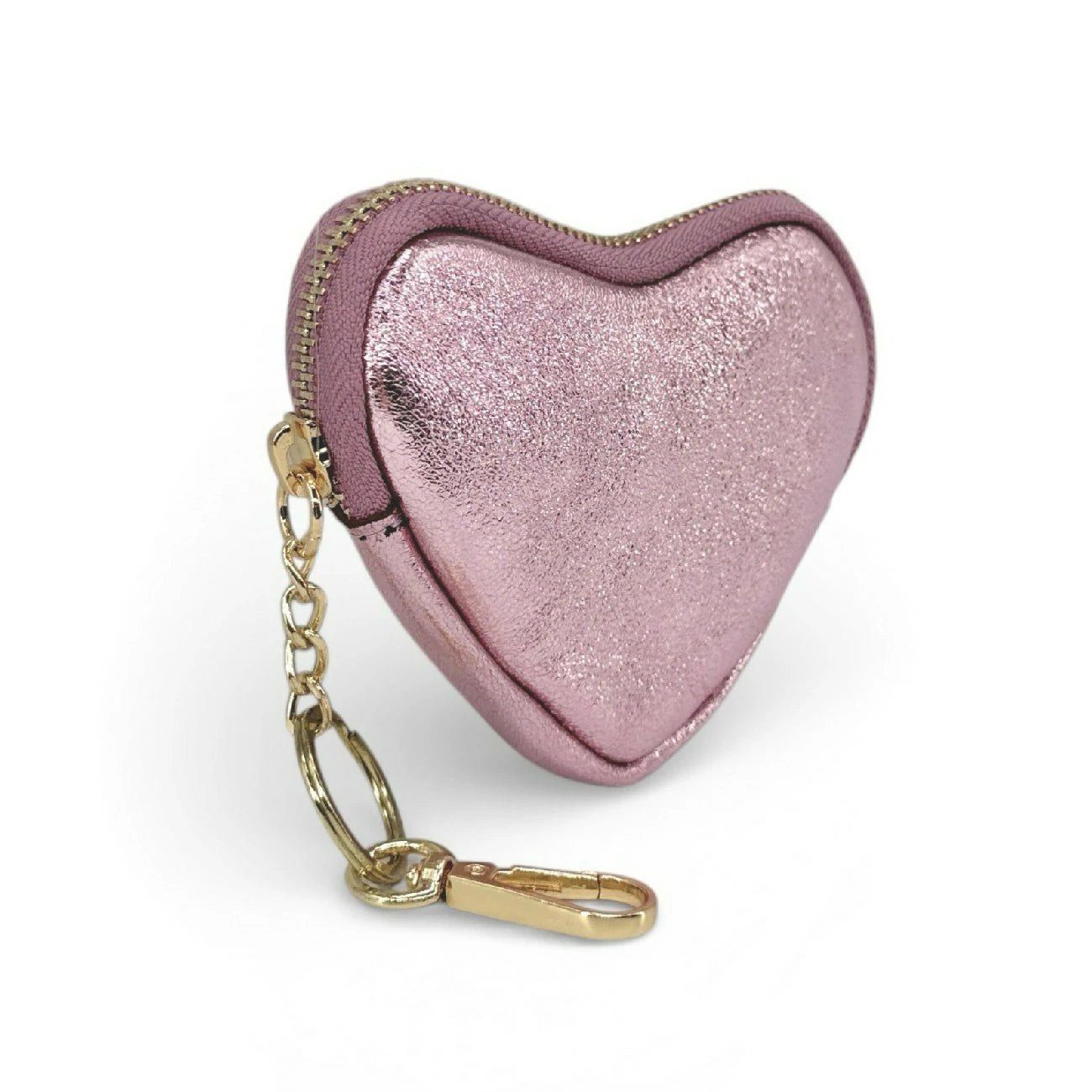 Porte-monnaie porte-clés en cuir irisé SWEETIE Rose pâle