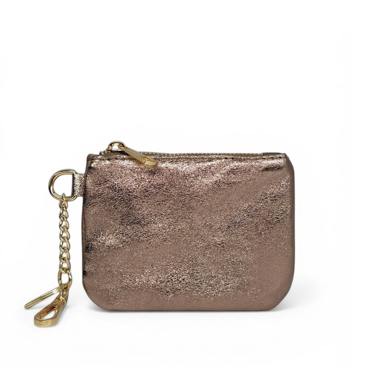POCKET GLOW iridescent leather keyring coin purse, Champagne