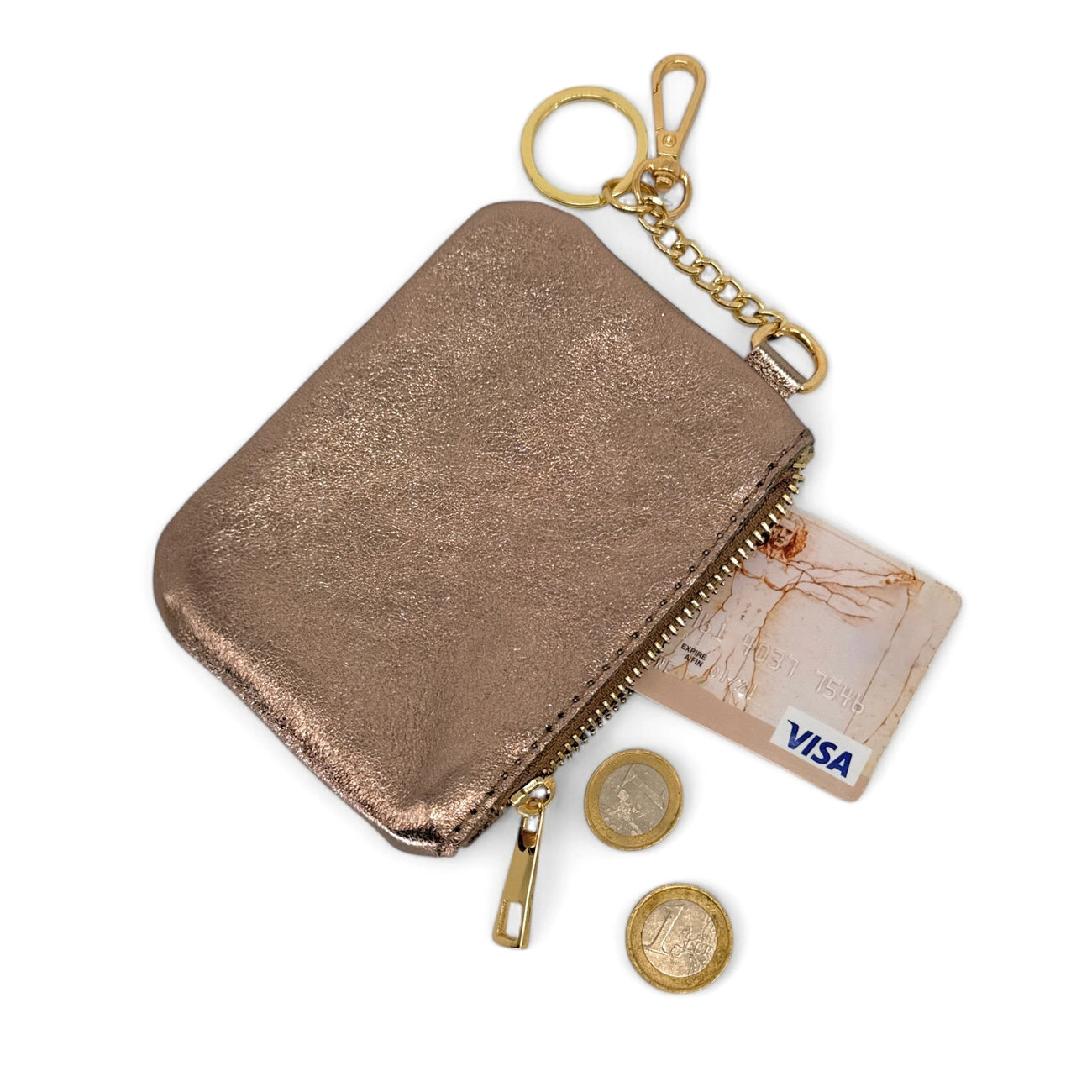Portafoglio portachiavi in ​​pelle irise POCKET Oro pallido