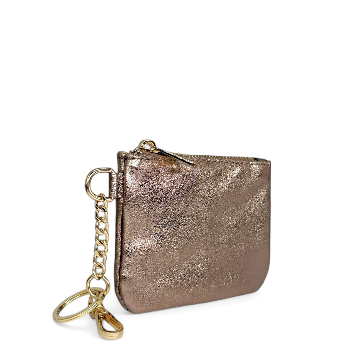 POCKET GLOW iridescent leather keyring coin purse, Champagne